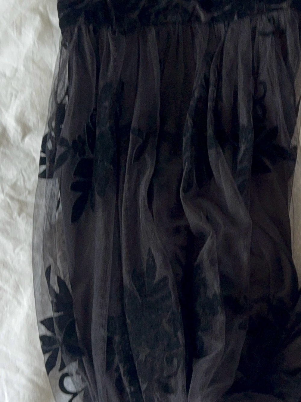 Windsor Morgan Black Flocked Velvet Floral A-Line S/M - Picture 4 of 5